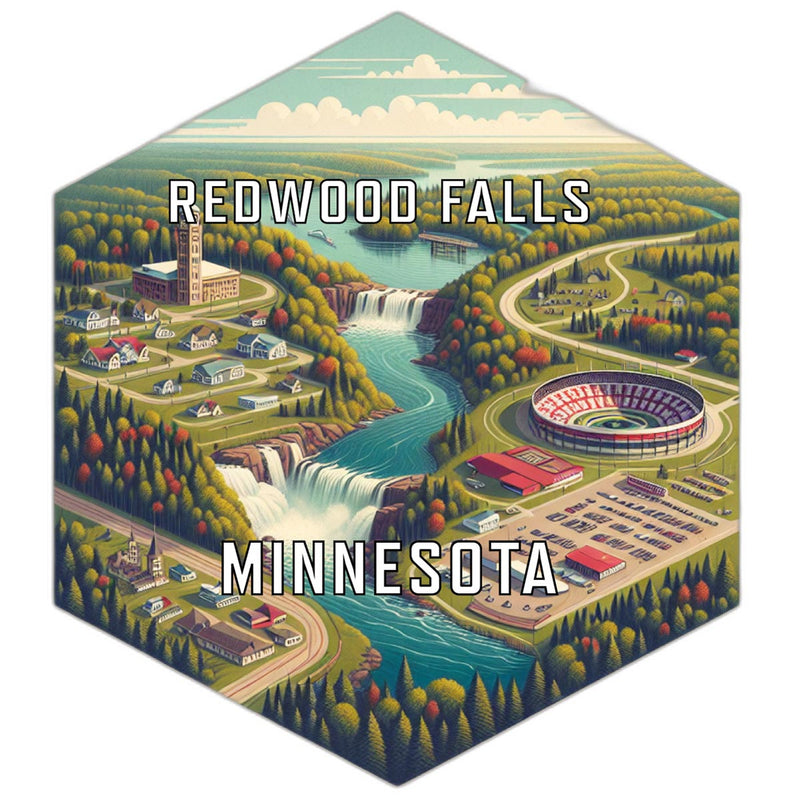 Redwood Falls Minnesota Souvenir Travel Destination Die Cut Hexagon Fridge Magnet 2-Inch