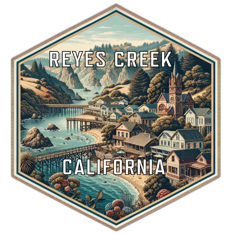 Reyes Creek California Souvenir Travel Destination Die Cut Hexagon Fridge Magnet 2-Inch