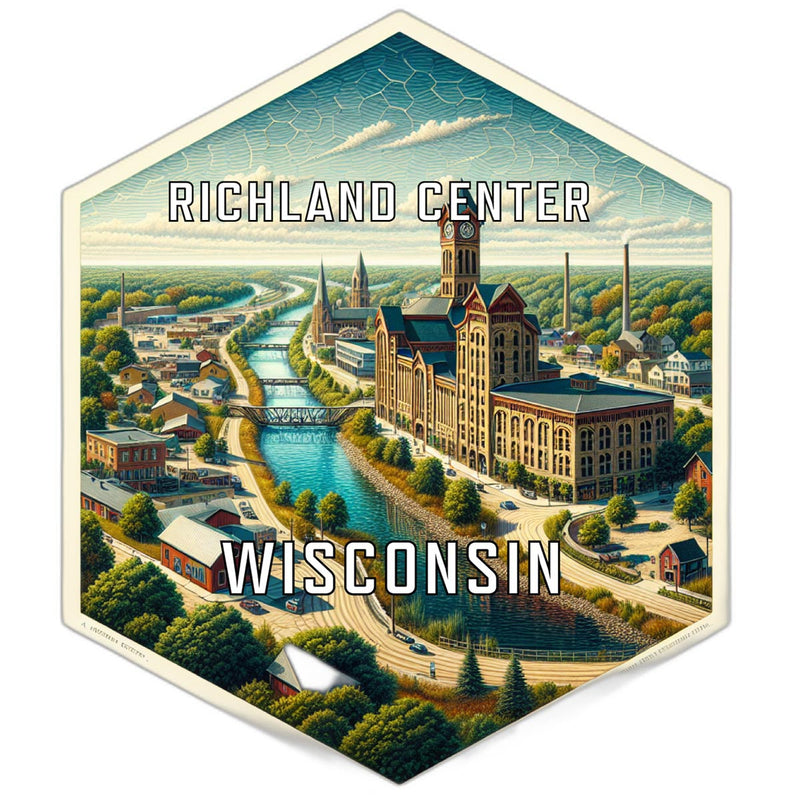 Richland Center Wisconsin Souvenir Travel Destination Die Cut Hexagon Fridge Magnet 6-Inch