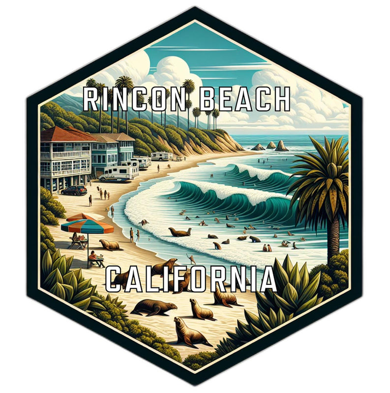 Rincon Beach California Travel Destination Souvenir Vinyl Decal Sticker 4-Inch