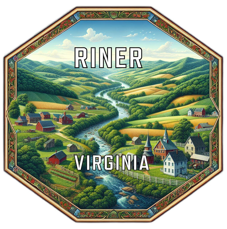Riner Virginia Souvenir Travel Destination Die Cut Hexagon Fridge Magnet 2-Inch