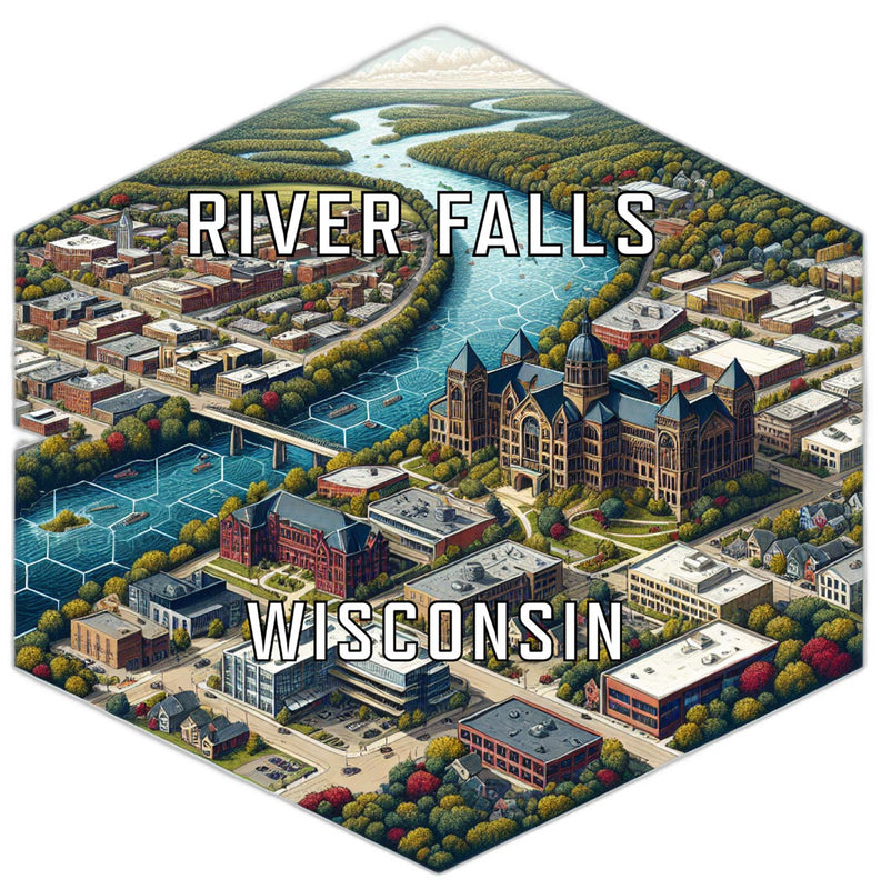 River Falls Wisconsin Travel Destination Souvenir Vinyl Decal Sticker 4-Inch