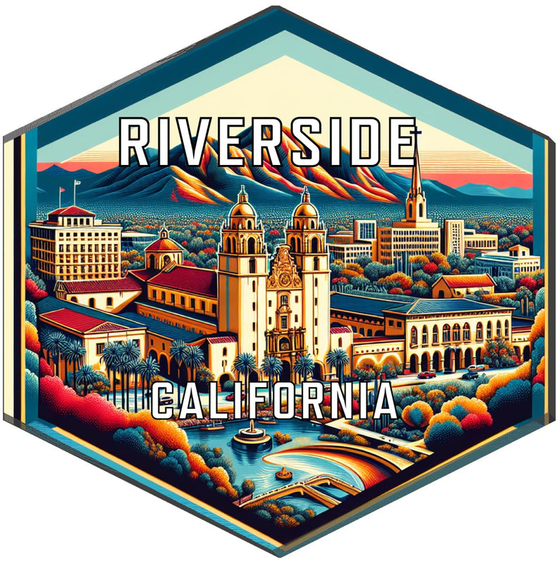 Riverside California Souvenir Travel Destination Die Cut Hexagon Fridge Magnet 2-Inch