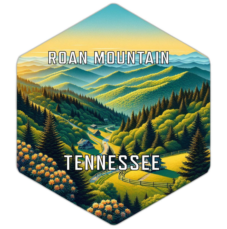 Roan Mountain Tennessee Souvenir Travel Destination Die Cut Hexagon Fridge Magnet 2-Inch