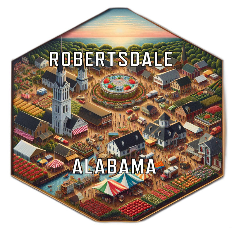 Robertsdale Alabama Souvenir Travel Destination Die Cut Hexagon Fridge Magnet 2-Inch