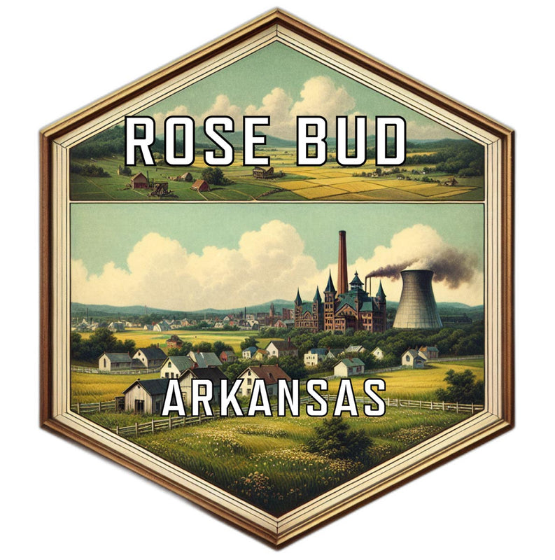 Rose Bud Arkansas Souvenir Travel Destination Die Cut Hexagon Fridge Magnet 2-Inch