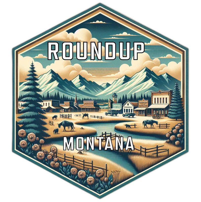 Roundup Montana Travel Destination Souvenir Vinyl Decal Sticker 2-Inch