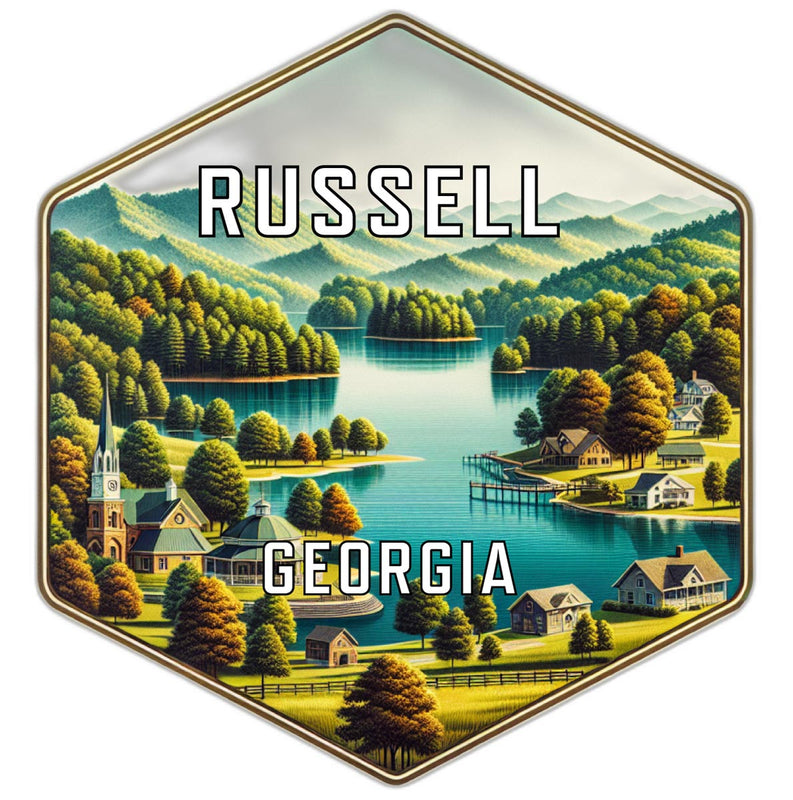 Russell Georgia Souvenir Travel Destination Die Cut Hexagon Fridge Magnet 2-Inch