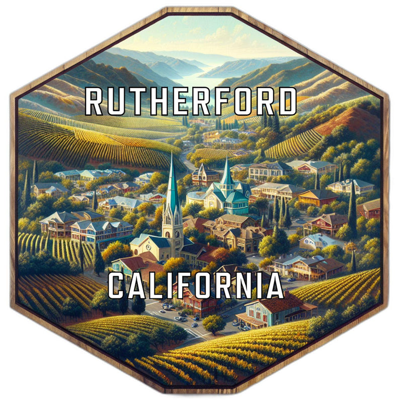 Rutherford California Souvenir Travel Destination Die Cut Hexagon Fridge Magnet 2-Inch