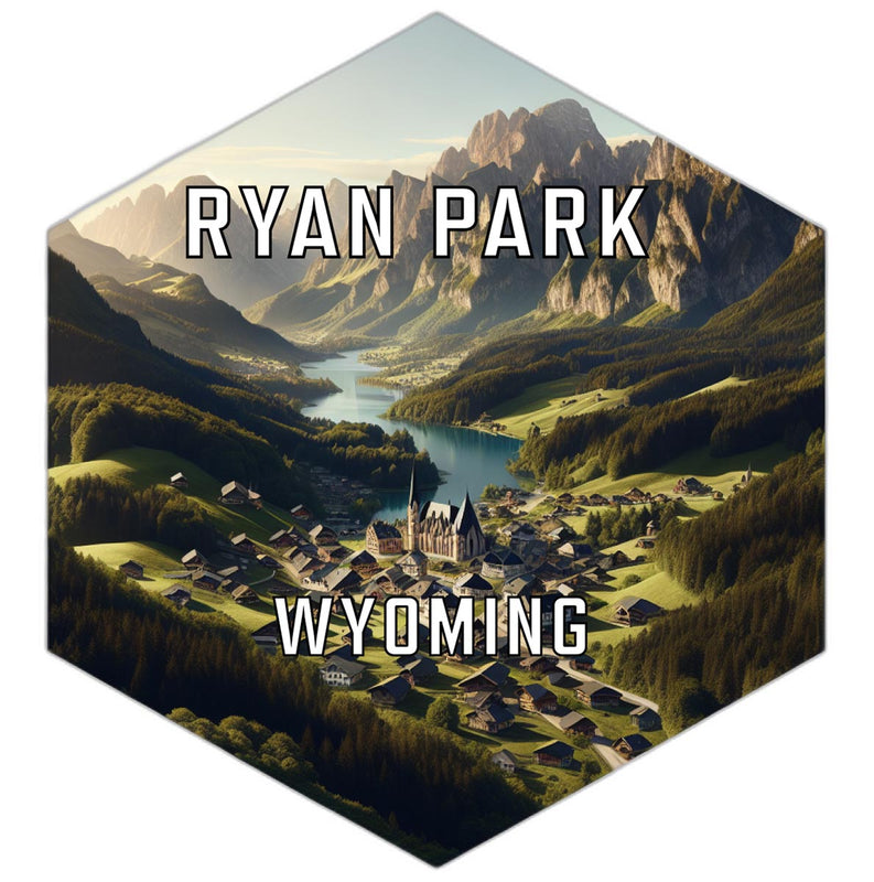 Ryan Park Wyoming Souvenir Travel Destination Die Cut Hexagon Fridge Magnet 6-Inch
