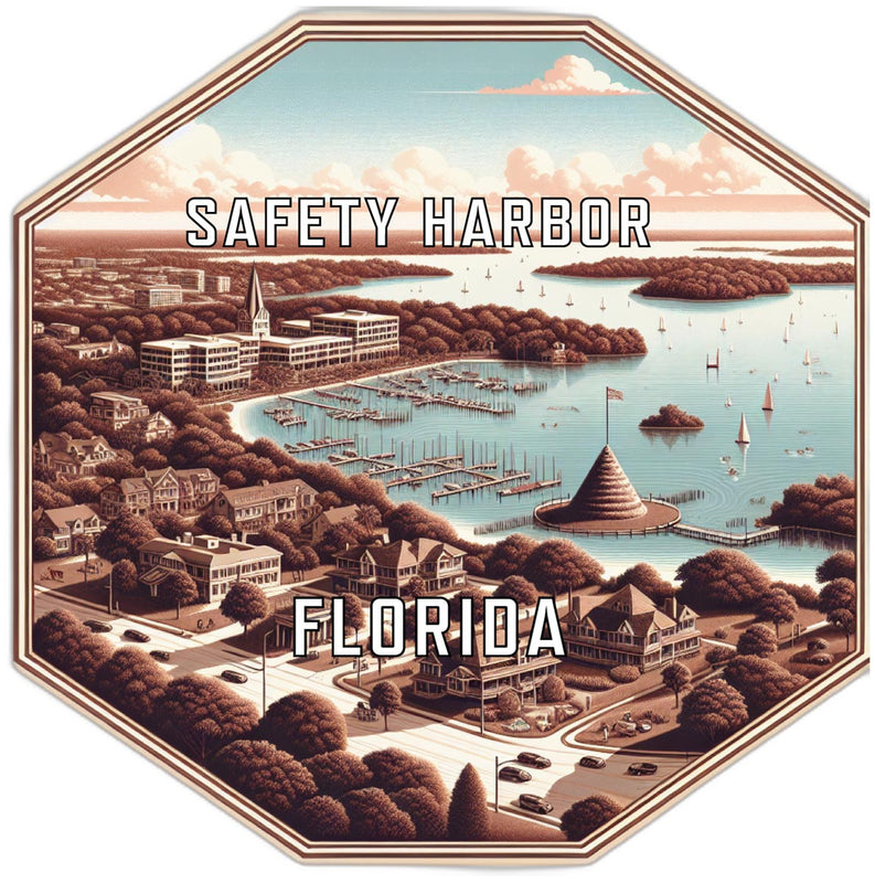 Safety Harbor Florida Souvenir Travel Destination Die Cut Hexagon Fridge Magnet 6-Inch