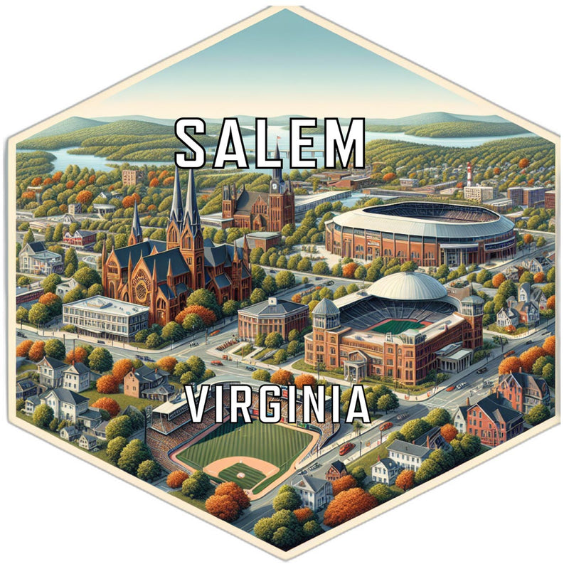 Salem Virginia Souvenir Travel Destination Die Cut Hexagon Fridge Magnet 6-Inch