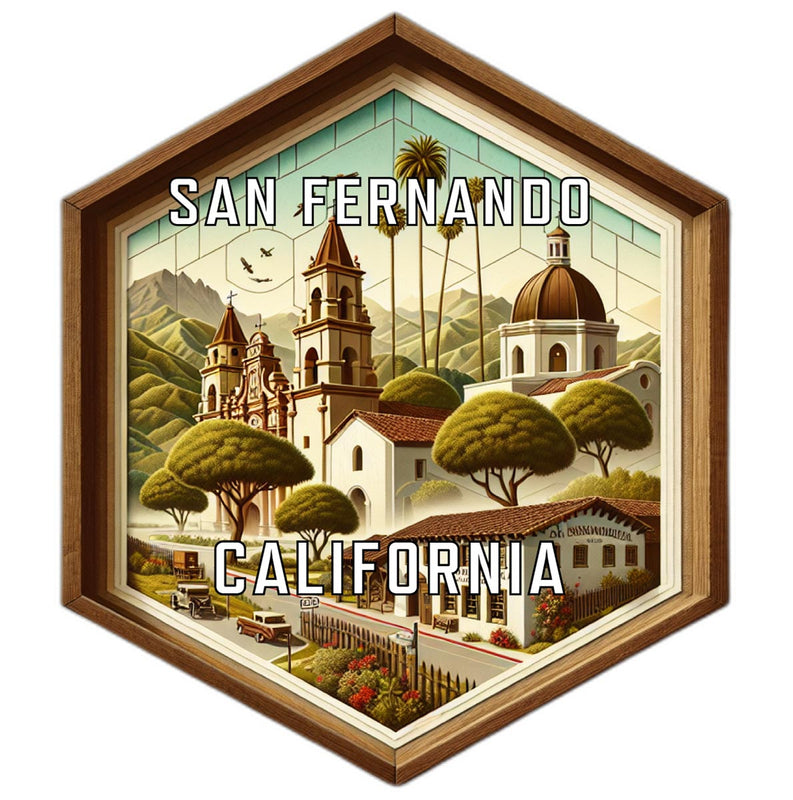 San Fernando California Souvenir Travel Destination Die Cut Hexagon Fridge Magnet 2-Inch