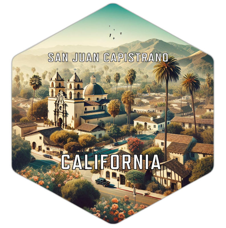 San Juan Capistrano California Souvenir Travel Destination Die Cut Hexagon Fridge Magnet 2-Inch
