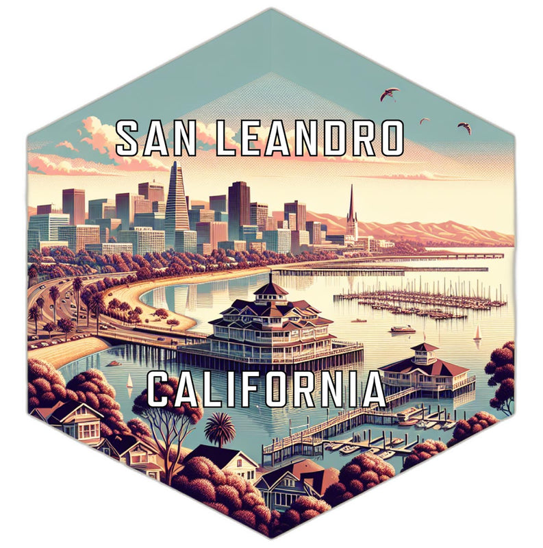 San Leandro California Souvenir Travel Destination Die Cut Hexagon Fridge Magnet 2-Inch
