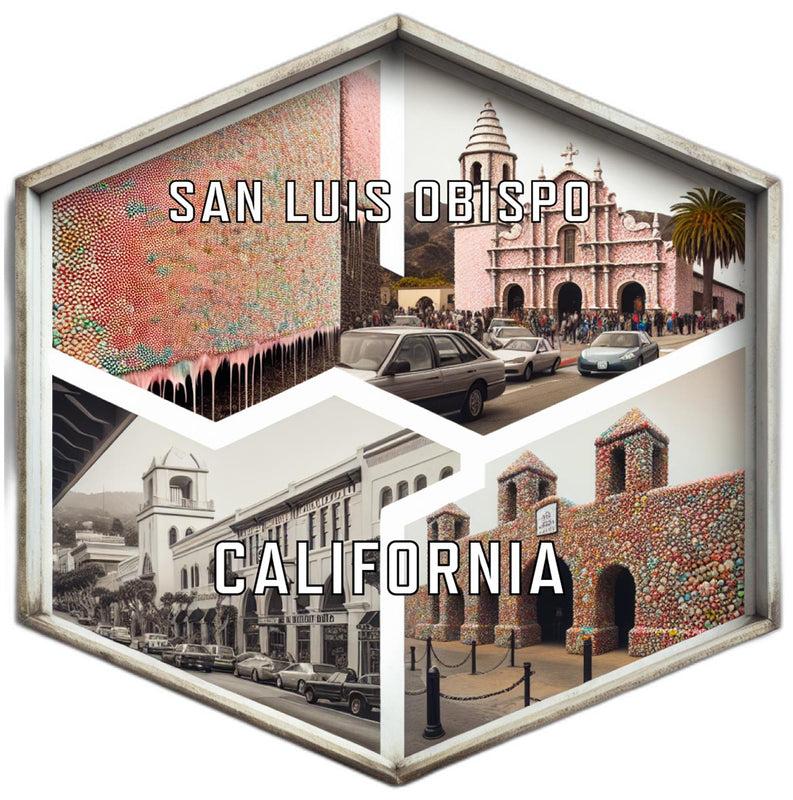San Luis Obispo California Souvenir Travel Destination Die Cut Hexagon Fridge Magnet 6-Inch