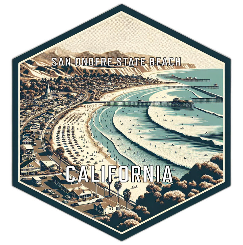 San Onofre State Beach California Souvenir Travel Destination Die Cut Hexagon Fridge Magnet 4-Inch
