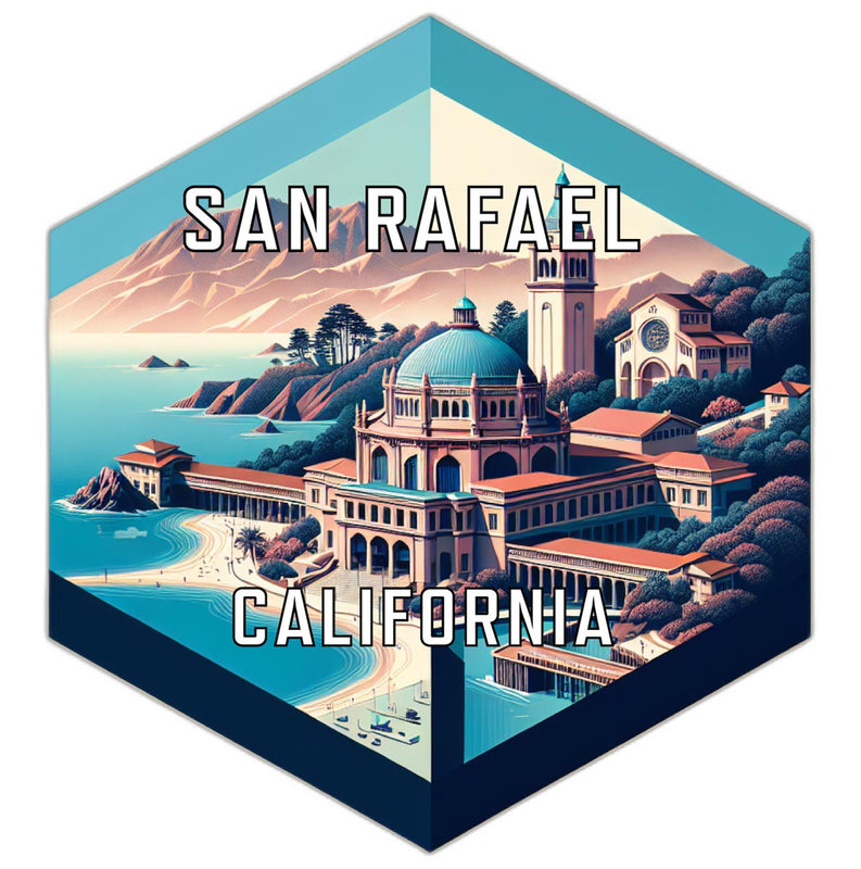 San Rafael California Souvenir Travel Destination Die Cut Hexagon Fridge Magnet 6-Inch