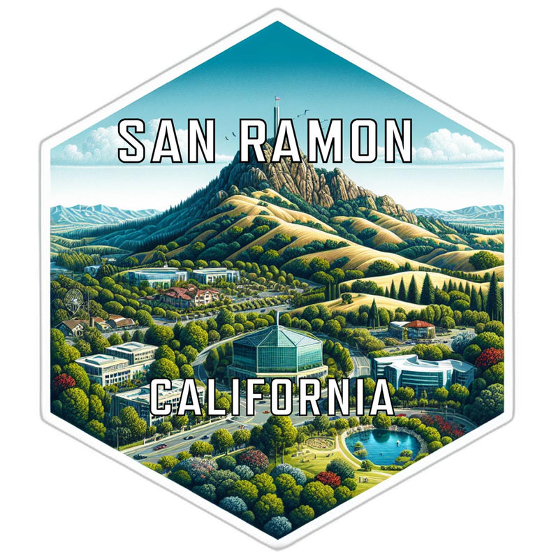 San Ramon California Souvenir Travel Destination Die Cut Hexagon Fridge Magnet 2-Inch