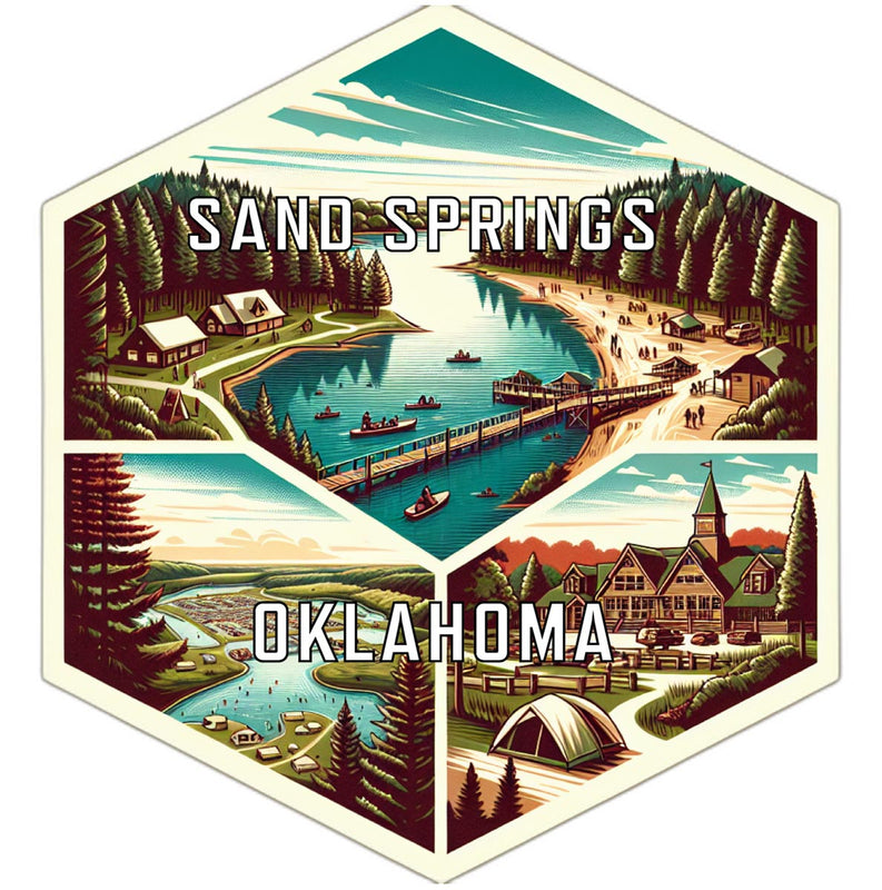 Sand Springs Oklahoma Souvenir Travel Destination Die Cut Hexagon Fridge Magnet 6-Inch