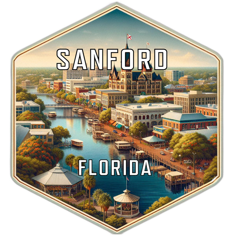 Sanford Florida Souvenir Travel Destination Die Cut Hexagon Fridge Magnet 6-Inch