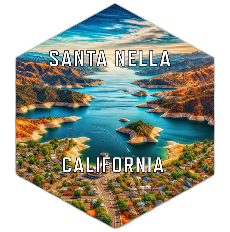 Santa Nella California Souvenir Travel Destination Die Cut Hexagon Fridge Magnet 2-Inch
