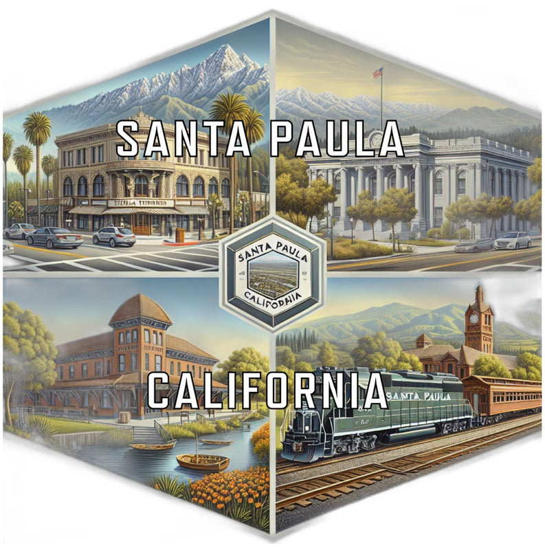 Santa Paula California Souvenir Travel Destination Die Cut Hexagon Fridge Magnet 2-Inch