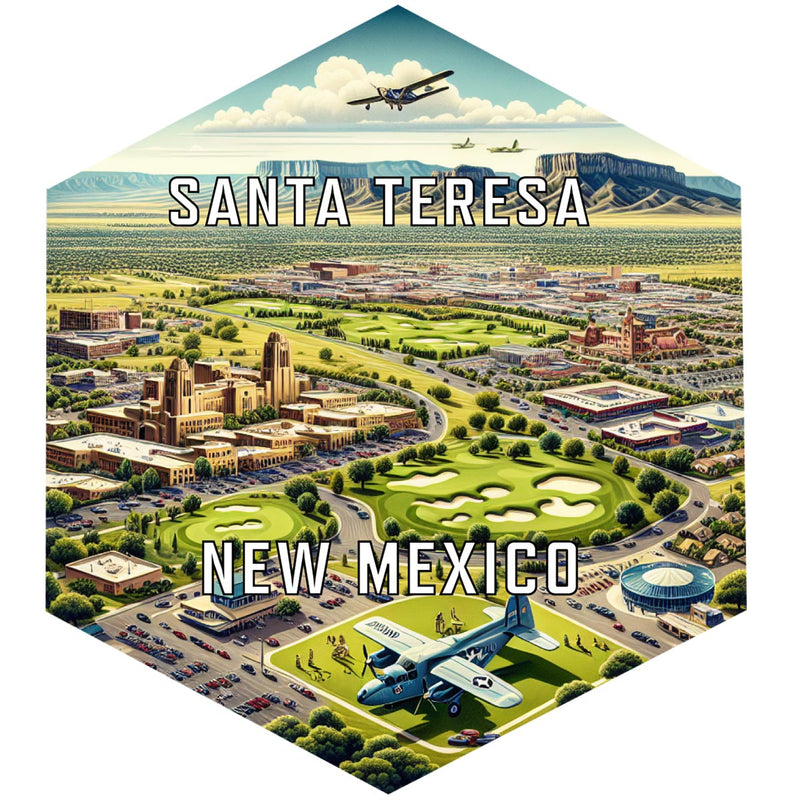 Santa Teresa New Mexico Souvenir Travel Destination Die Cut Hexagon Fridge Magnet 2-Inch