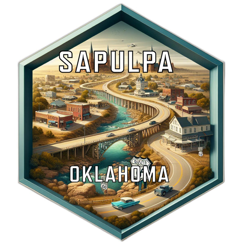 Sapulpa Oklahoma Souvenir Travel Destination Die Cut Hexagon Fridge Magnet 6-Inch
