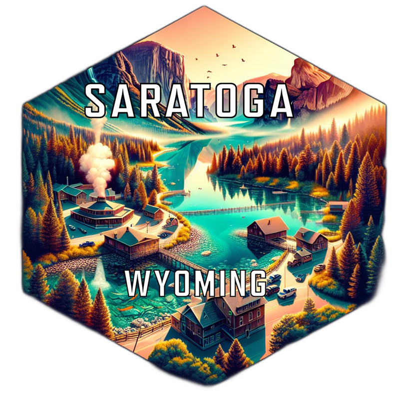 Saratoga Wyoming Souvenir Travel Destination Die Cut Hexagon Fridge Magnet 2-Inch