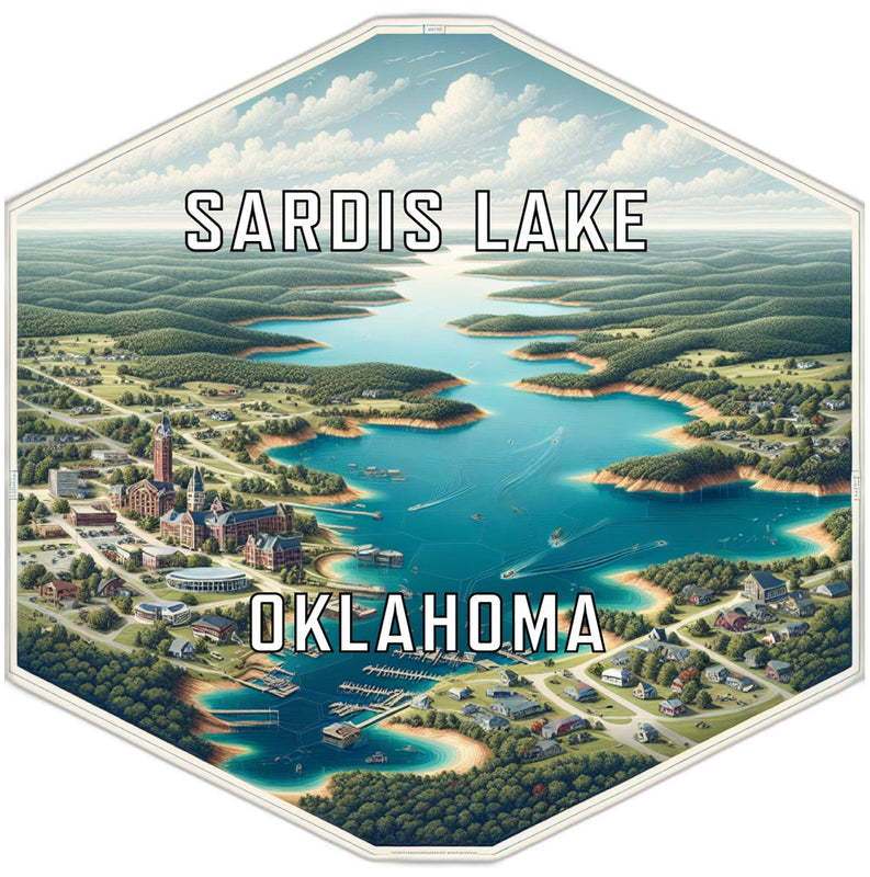 Sardis Lake Oklahoma Souvenir Travel Destination Die Cut Hexagon Fridge Magnet 2-Inch