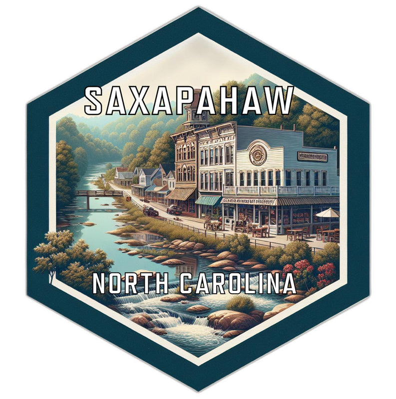 Saxapahaw North Carolina Souvenir Travel Destination Die Cut Hexagon Fridge Magnet 2-Inch