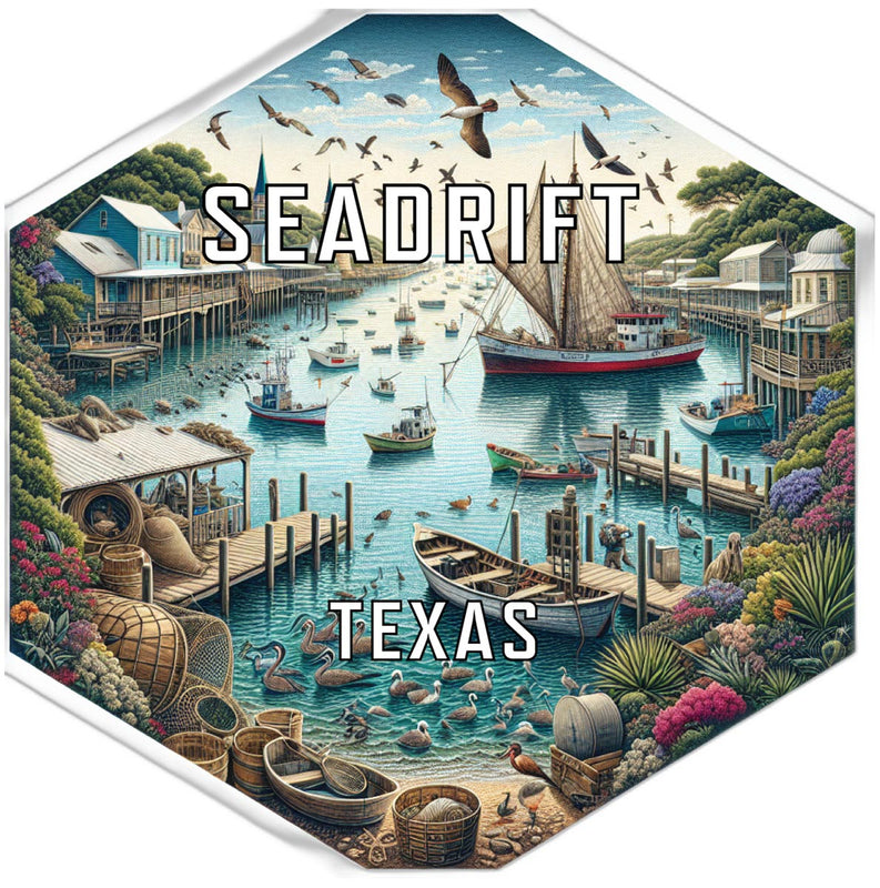 Seadrift Texas Souvenir Travel Destination Die Cut Hexagon Fridge Magnet 2-Inch