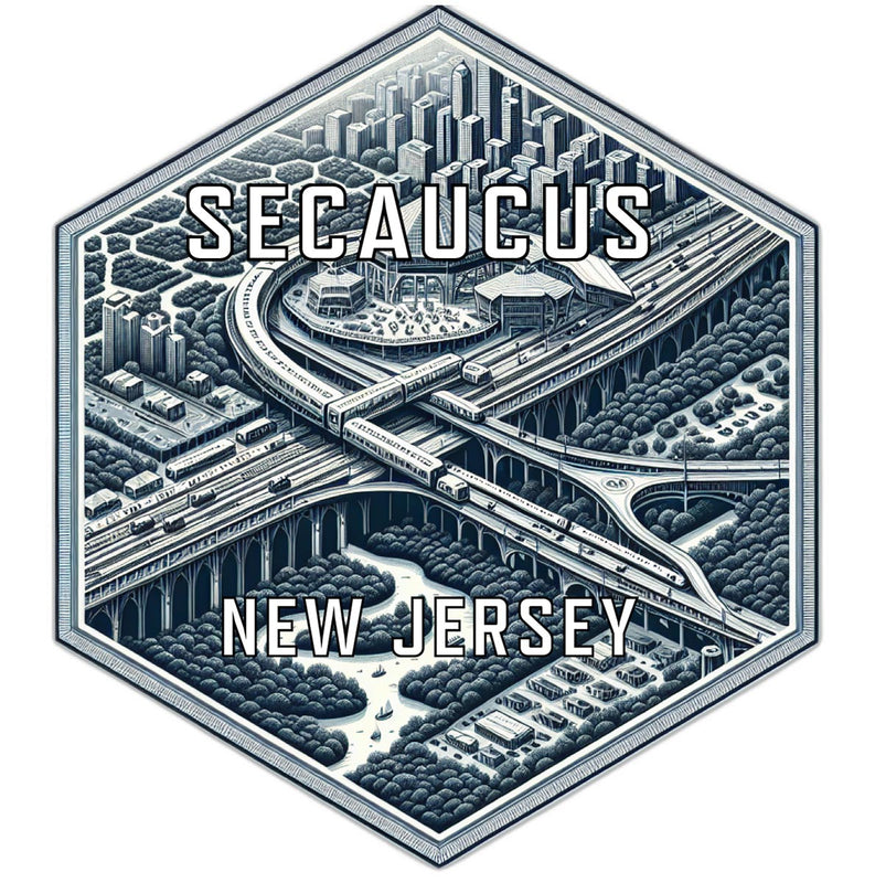 Secaucus New Jersey Souvenir Travel Destination Die Cut Hexagon Fridge Magnet 2-Inch