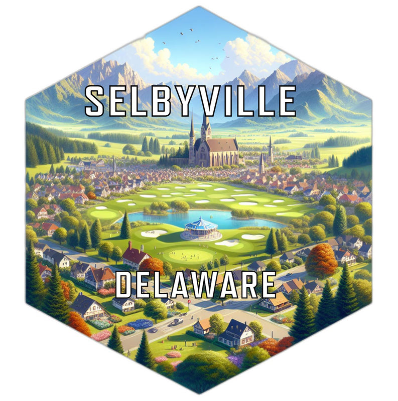 Selbyville Delaware Souvenir Travel Destination Die Cut Hexagon Fridge Magnet 2-Inch