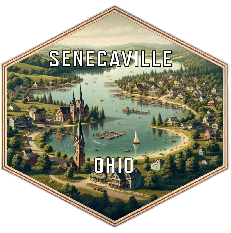 Senecaville Ohio Souvenir Travel Destination Die Cut Hexagon Fridge Magnet 2-Inch
