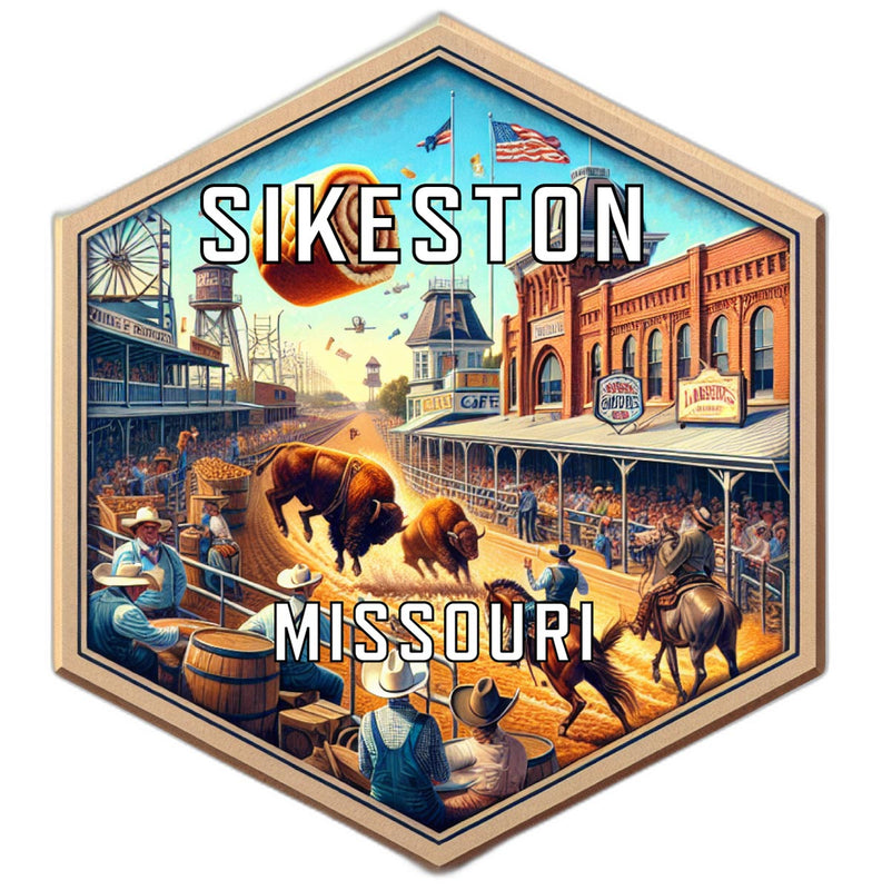 Sikeston Missouri Souvenir Travel Destination Die Cut Hexagon Fridge Magnet 6-Inch