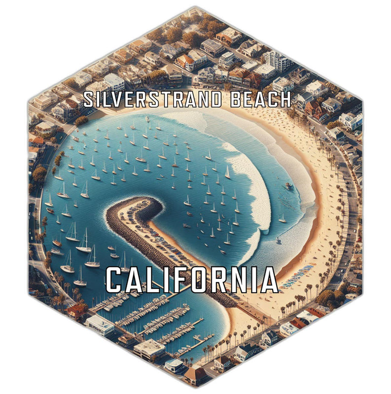 Silverstrand Beach California Souvenir Travel Destination Die Cut Hexagon Fridge Magnet 2-Inch