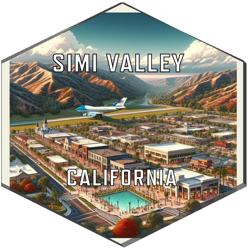 Simi Valley California Souvenir Travel Destination Die Cut Hexagon Fridge Magnet 2-Inch