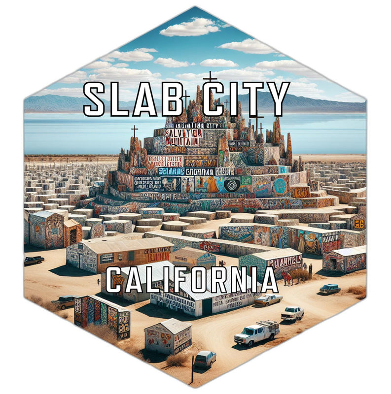 Slab City California Souvenir Travel Destination Die Cut Hexagon Fridge Magnet 2-Inch