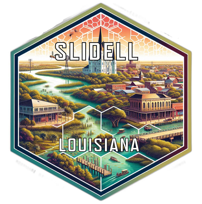 Slidell Louisiana Souvenir Travel Destination Die Cut Hexagon Fridge Magnet 2-Inch