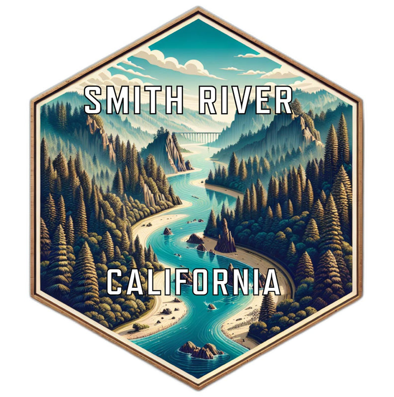 Smith River California Souvenir Travel Destination Die Cut Hexagon Fridge Magnet 2-Inch
