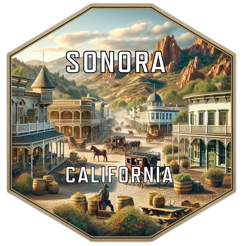 Sonora California Souvenir Travel Destination Die Cut Hexagon Fridge Magnet 2-Inch