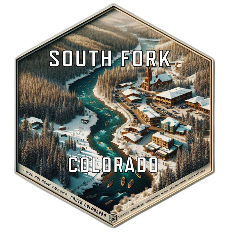 South Fork Colorado Souvenir Travel Destination Die Cut Hexagon Fridge Magnet 6-Inch