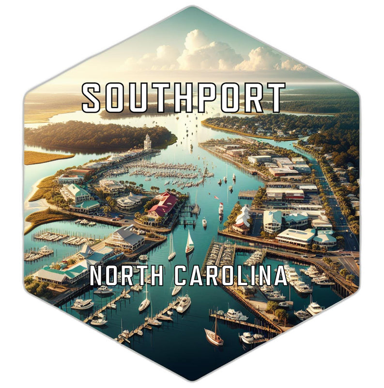 Southport North Carolina Souvenir Travel Destination Die Cut Hexagon Fridge Magnet 2-Inch