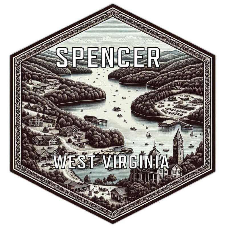 Spencer West Virginia Souvenir Travel Destination Die Cut Hexagon Fridge Magnet 2-Inch