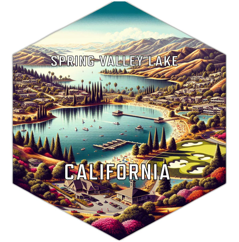 Spring Valley Lake California Souvenir Travel Destination Die Cut Hexagon Fridge Magnet 2-Inch