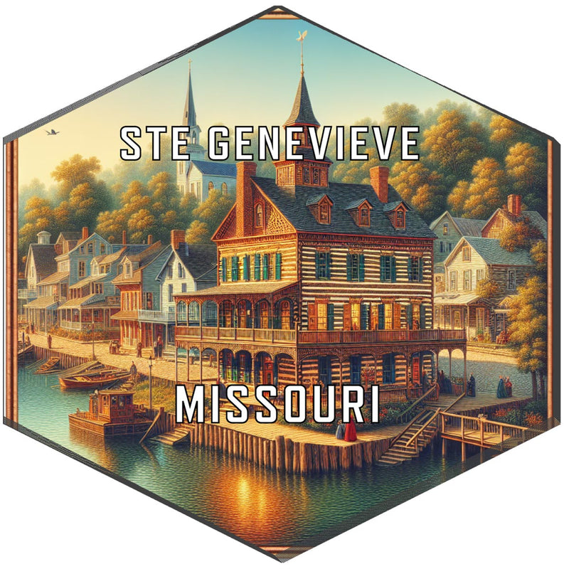 Ste Genevieve Missouri Souvenir Travel Destination Die Cut Hexagon Fridge Magnet 2-Inch