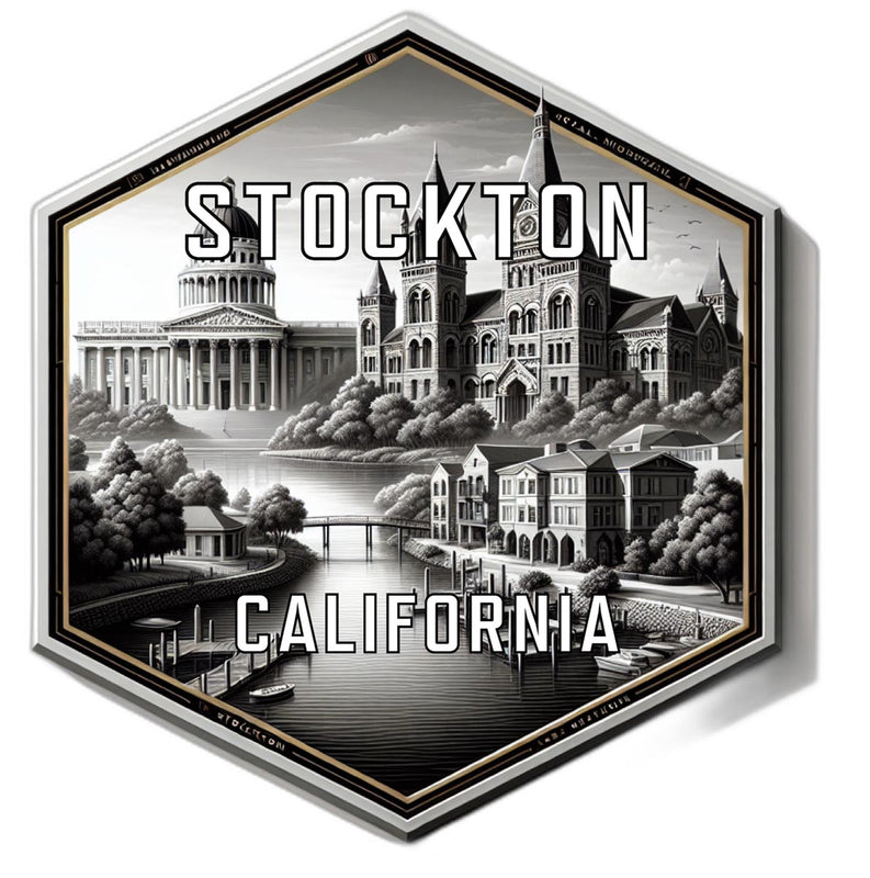 Stockton California Souvenir Travel Destination Die Cut Hexagon Fridge Magnet 2-Inch