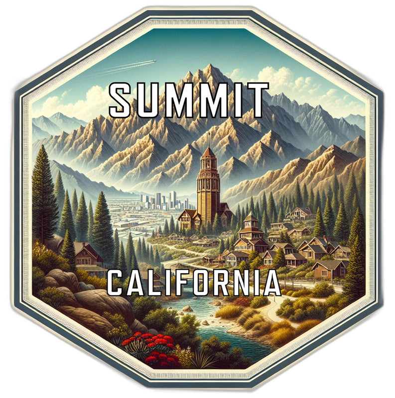 Summit California Souvenir Travel Destination Die Cut Hexagon Fridge Magnet 2-Inch